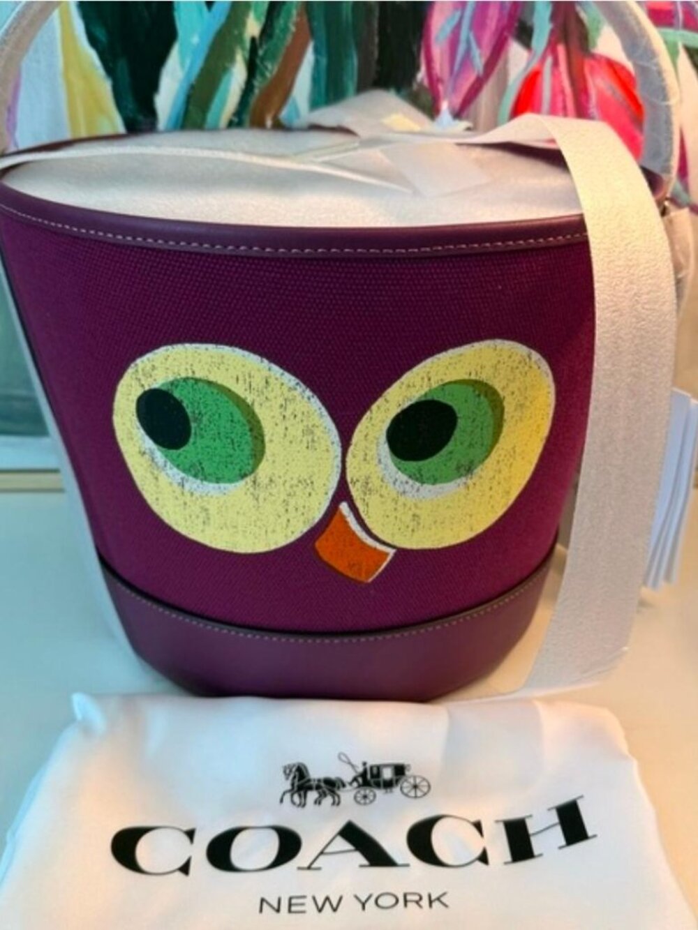 Coach Trick or Treat Bucket with Halloween Owl in Plum/Purple NWT